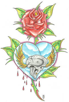 Rose Heart tattoo flash 2012