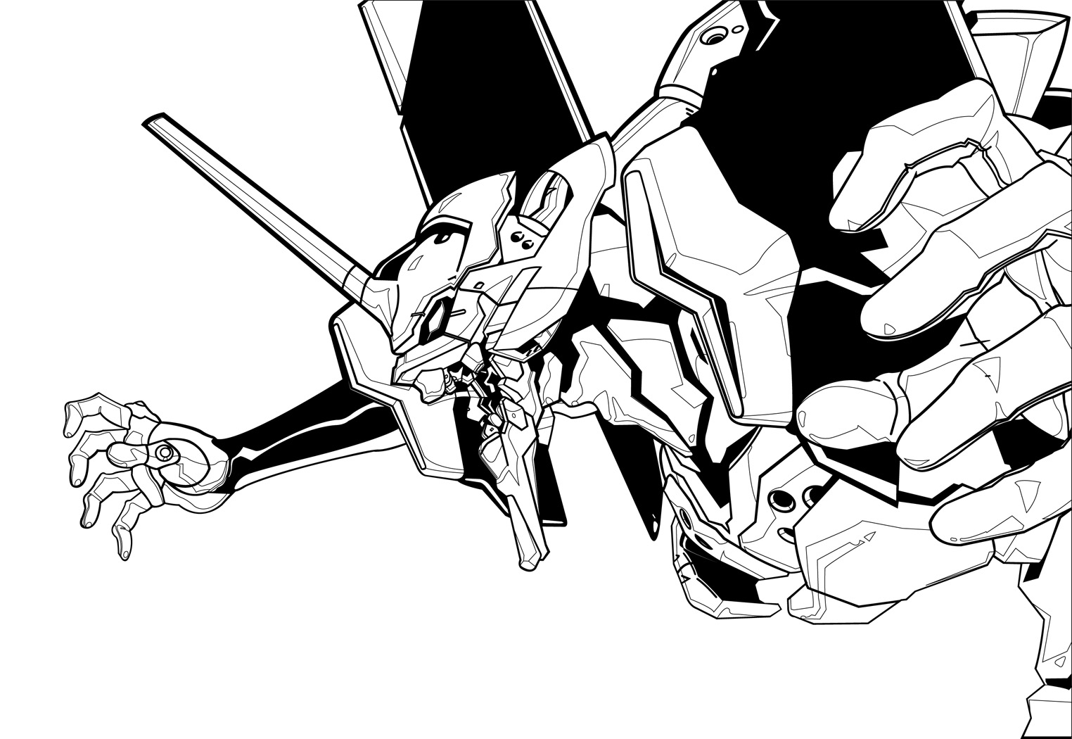 Eva 01 Black and White by DanielGoettig on DeviantArt