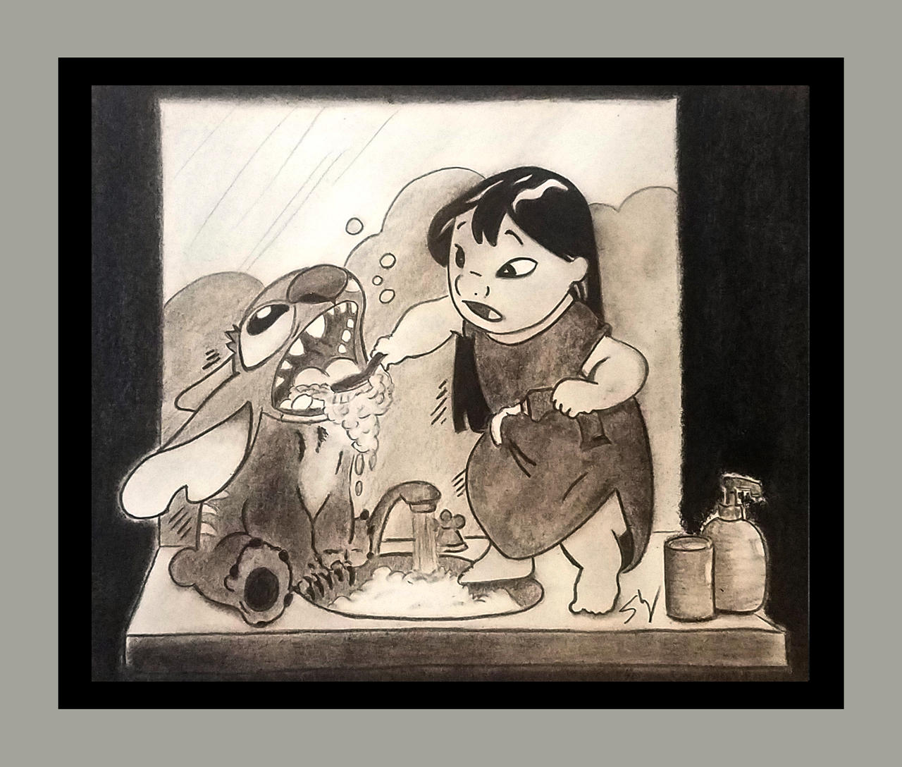 Lilo--Stitch-Brushing-Teeth by SlyValentyne on DeviantArt