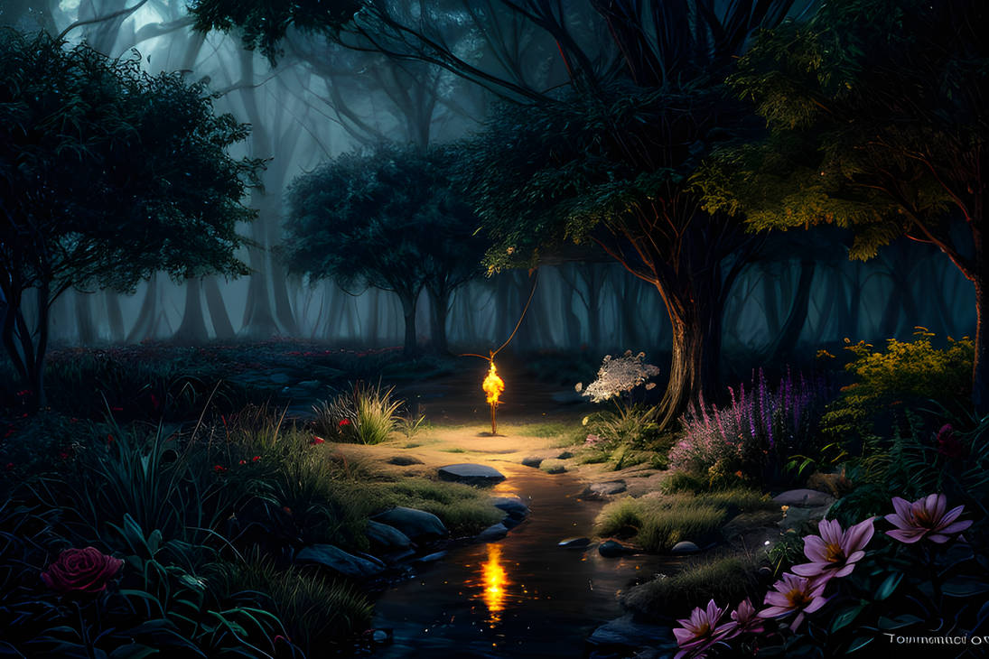 Nighttime ini the Forest, a Touch of Magic +AI+ by OKRapidoRider on ...