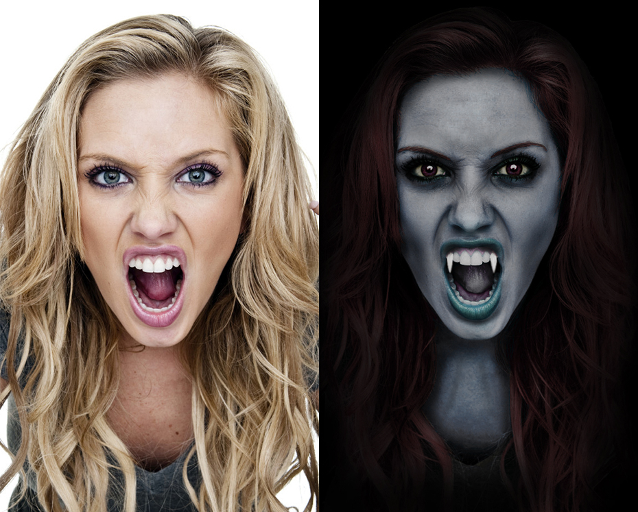 Angry woman to Vamp - before after