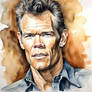 A detailed water color portrait of Randy Travis 