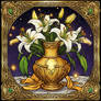 A vase of lilies as a tarot card 