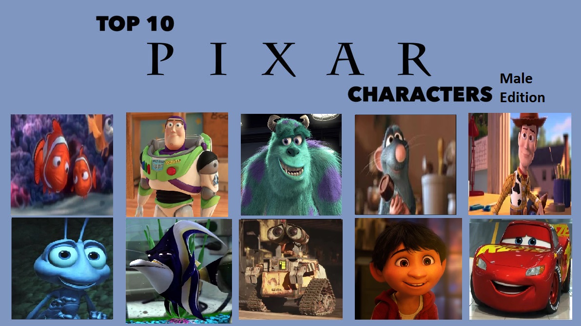 Top 10 Pixar Characters - Male Edition by Ivonalan on DeviantArt