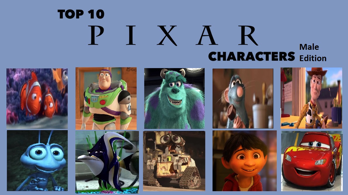 Top 10 Pixar Characters - Male Edition by Ivonalan on DeviantArt Top 10 Pixar Characters - Male Edition by Ivonalan on DeviantArt