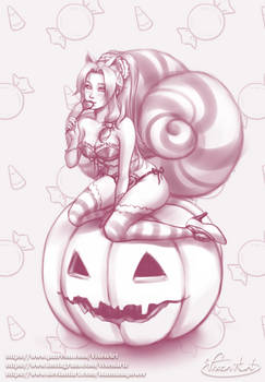 Akiko Halloween Candy pin-up