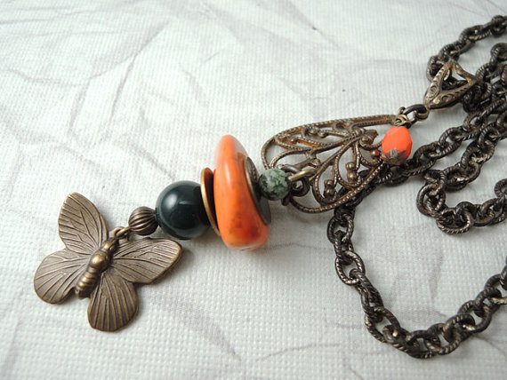 Butterfly orange necklace