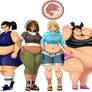 Five big women of different sizes
