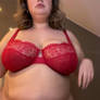 Aliss Bonython in Red underwear with apron belly