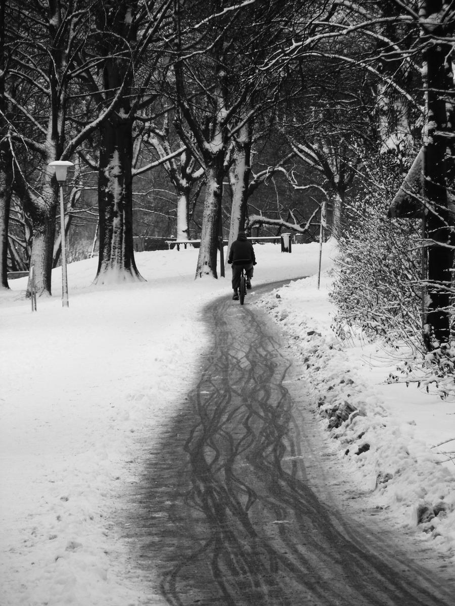 biker in winter