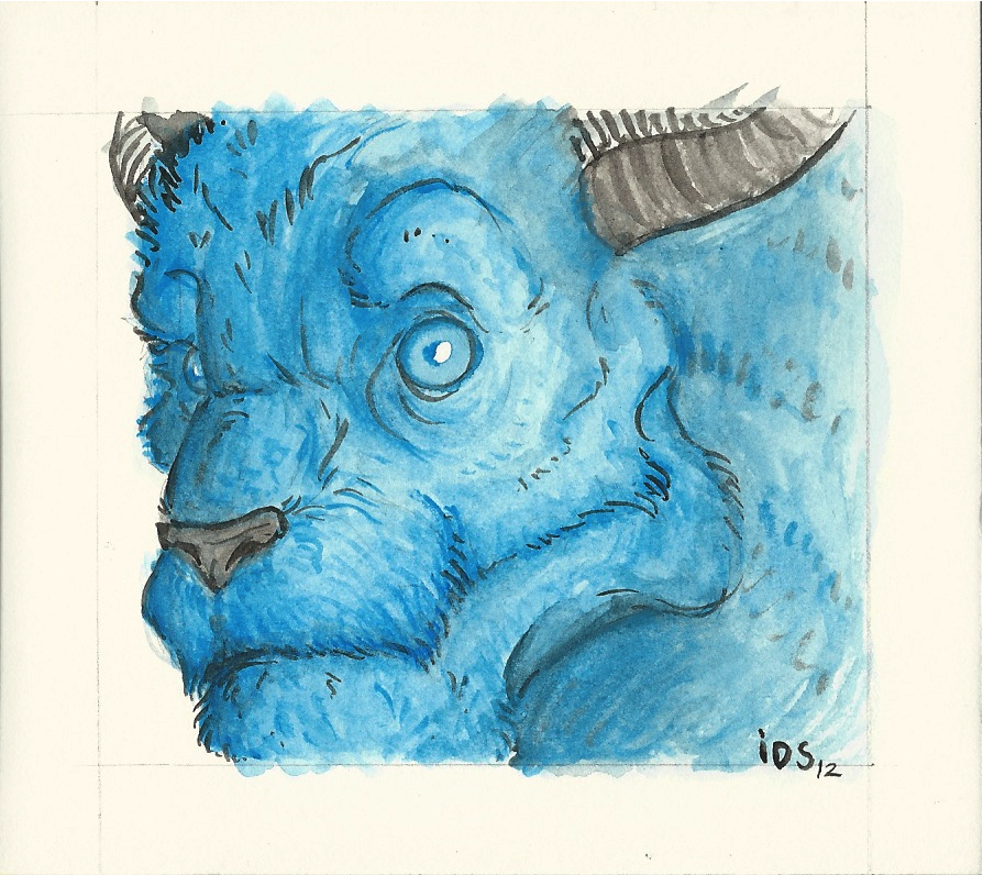 Blue Gouache Dragon Head