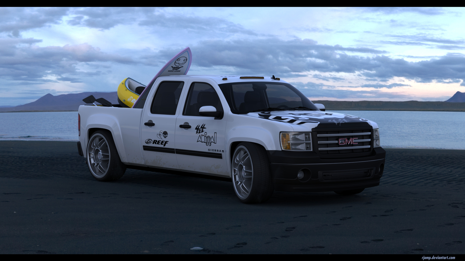 GMC Sierra at the beach 1