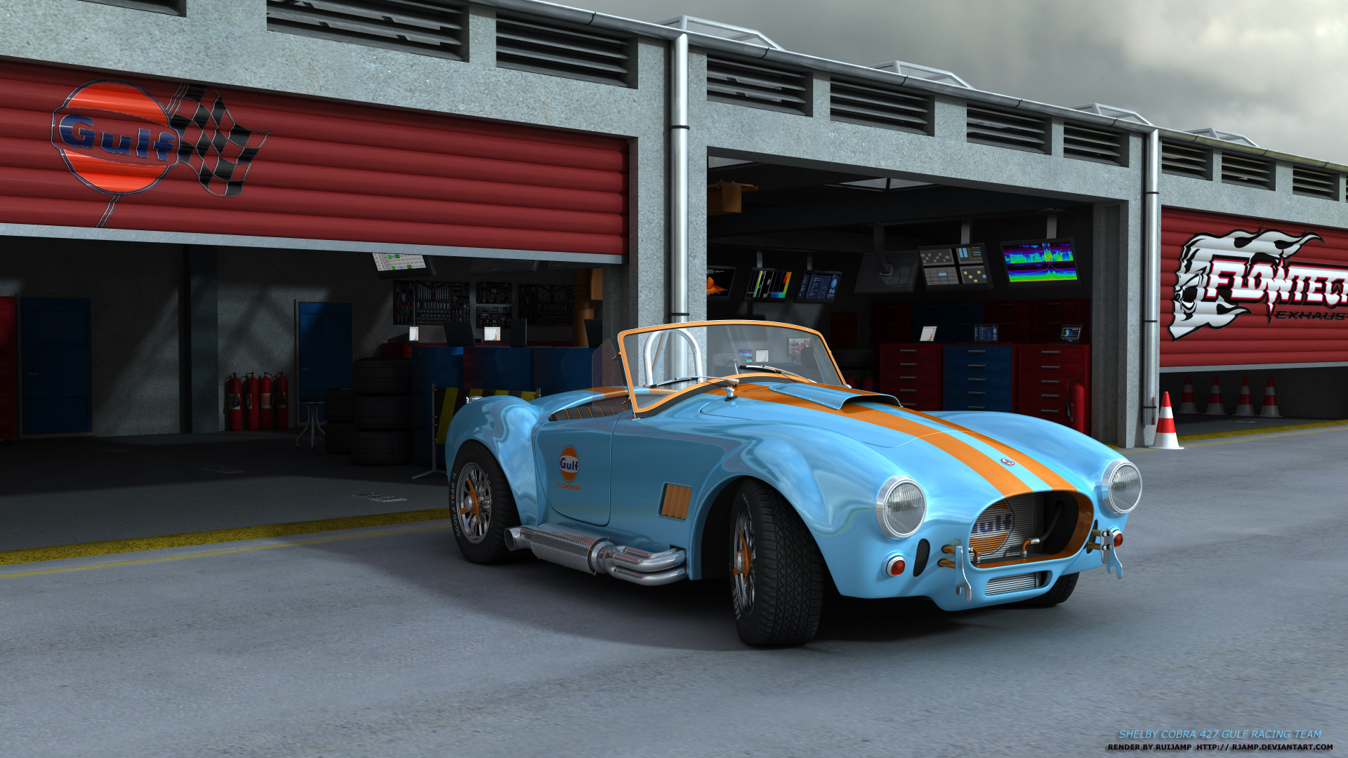 Cobra 427 Gulf team pit stop