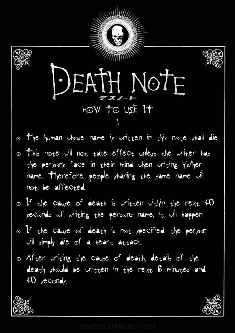 Death Note: A2 Poster - The First Page by JohnNichols4077 on DeviantArt