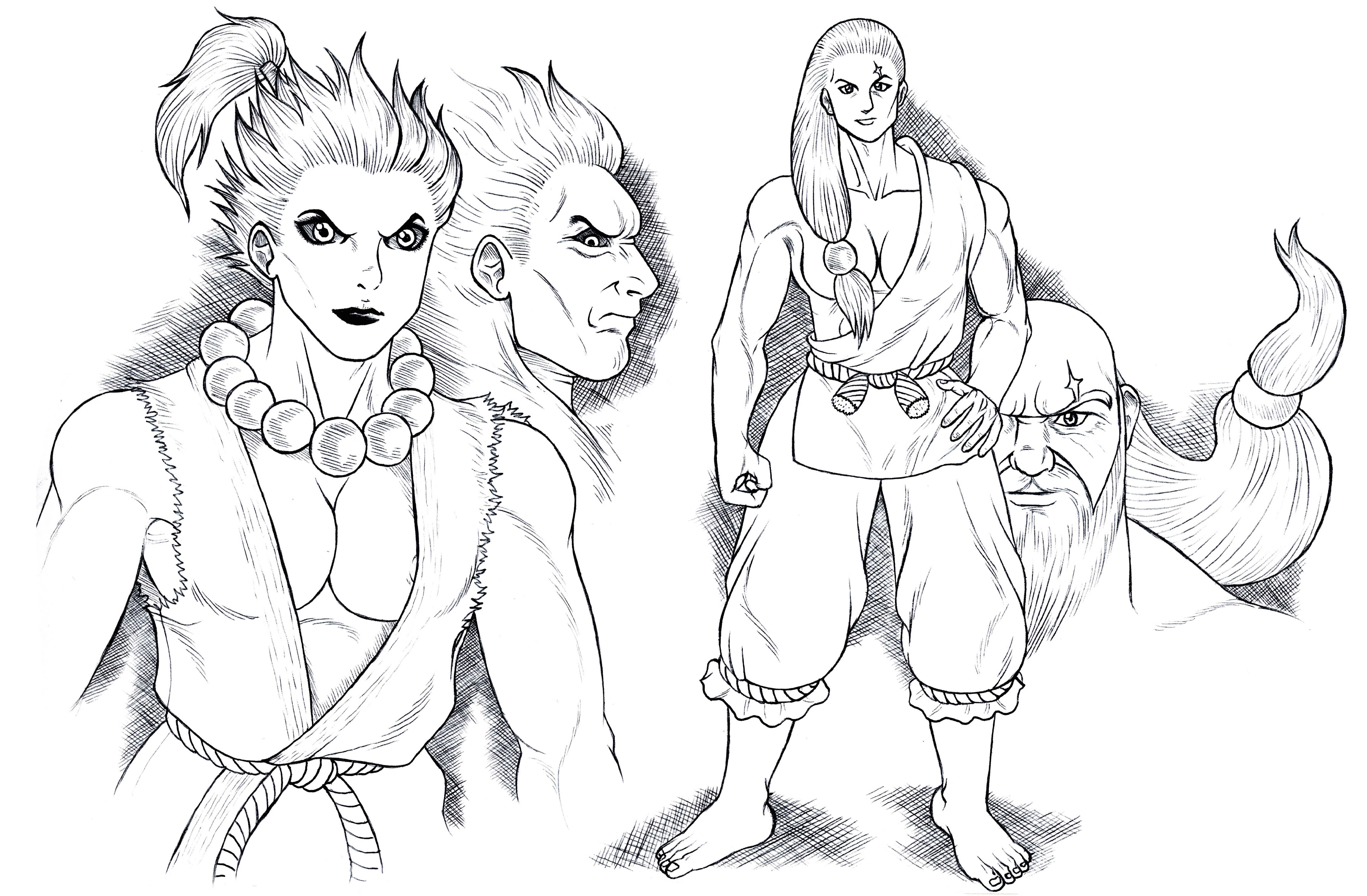 Akuma y Gouken Girls Sketch