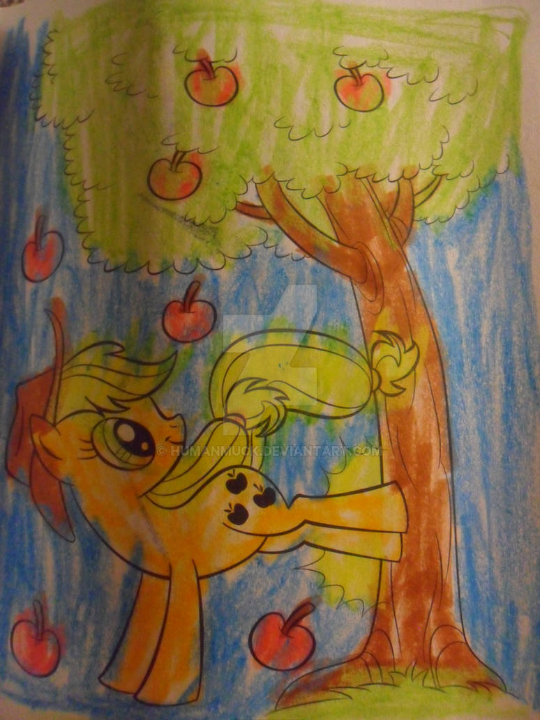 Applejack Tree Applejack bucking the tree by humanmuck on DeviantArt