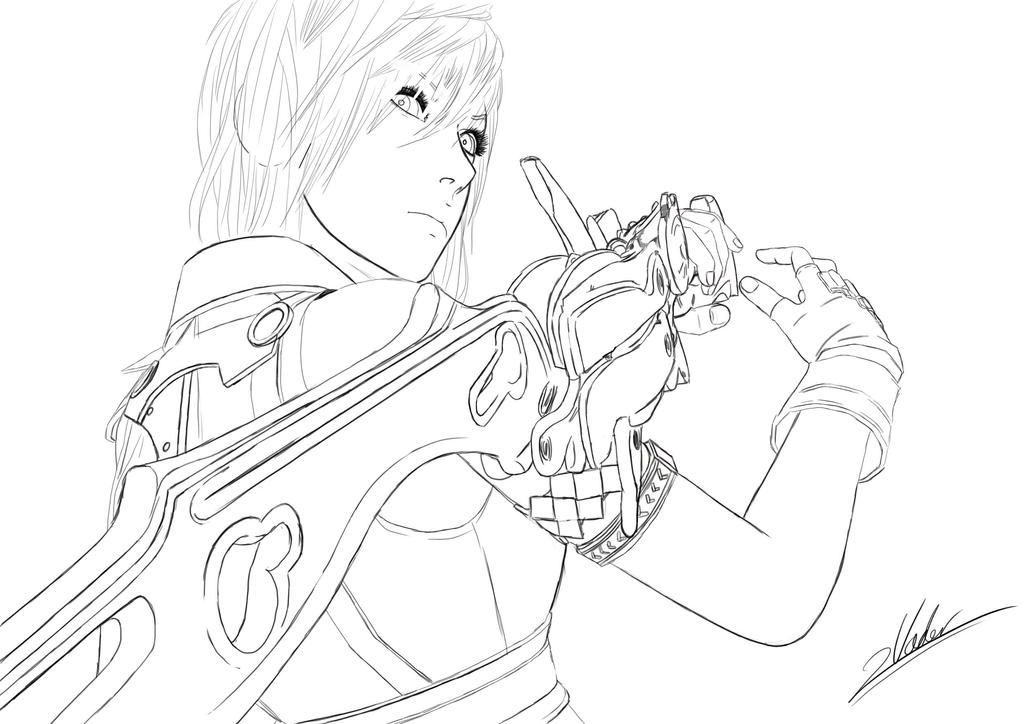 FF XIII Lightning Outlines by twovader