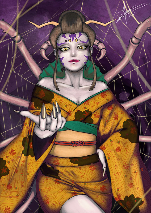 Dokomi 2015 Drawing Contest - Yokai (Jorogumo) by twovader