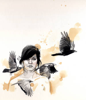 Girl with crows