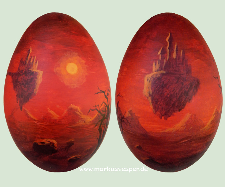 Surreal landscape on a goose egg