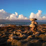 Stones piled at the beach.