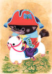 Tasmanian Devil Riding Ferret by Pocketowl