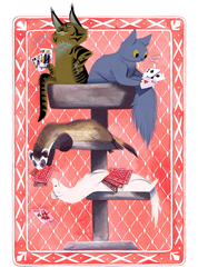 Cats and Ferrets Playing Cards