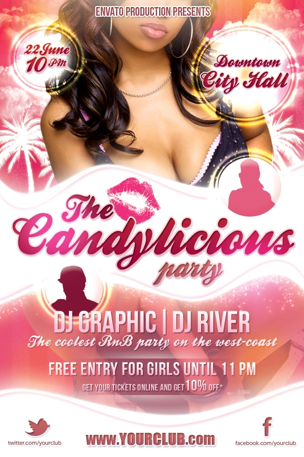 The Candylicious Party flyer template PSD