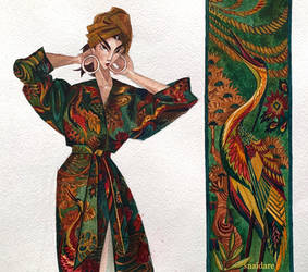 Great woman in a silk kimono