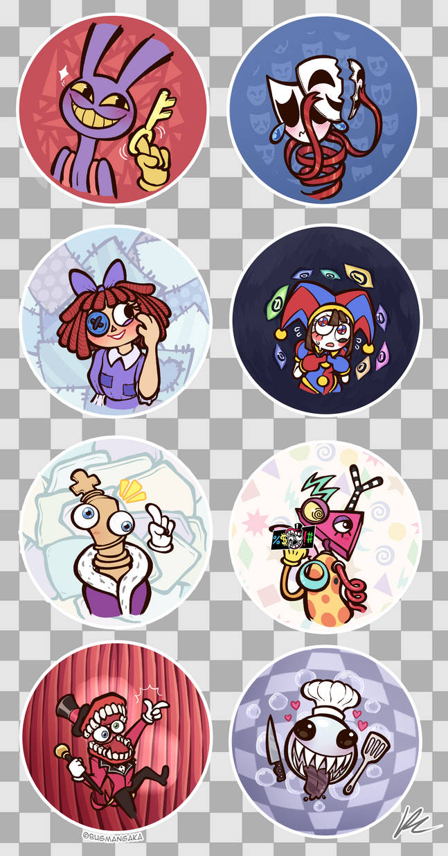 One Button Circus Digital Circus Button Pins by BugMangaka on DeviantArt