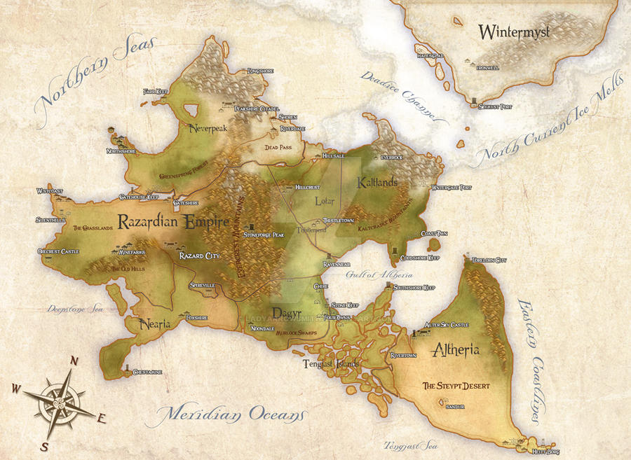 Meridalur Map World of Meriddia by ladyarrowsmith on DeviantArt