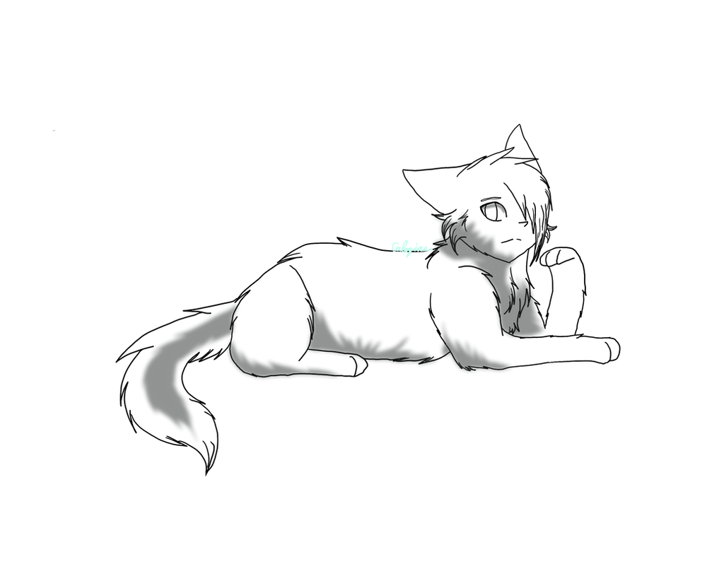 Cat Lying Down Lineart by calogins on DeviantArt