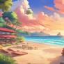 DreamUp A.I.: Another Sunset Beach and Hut