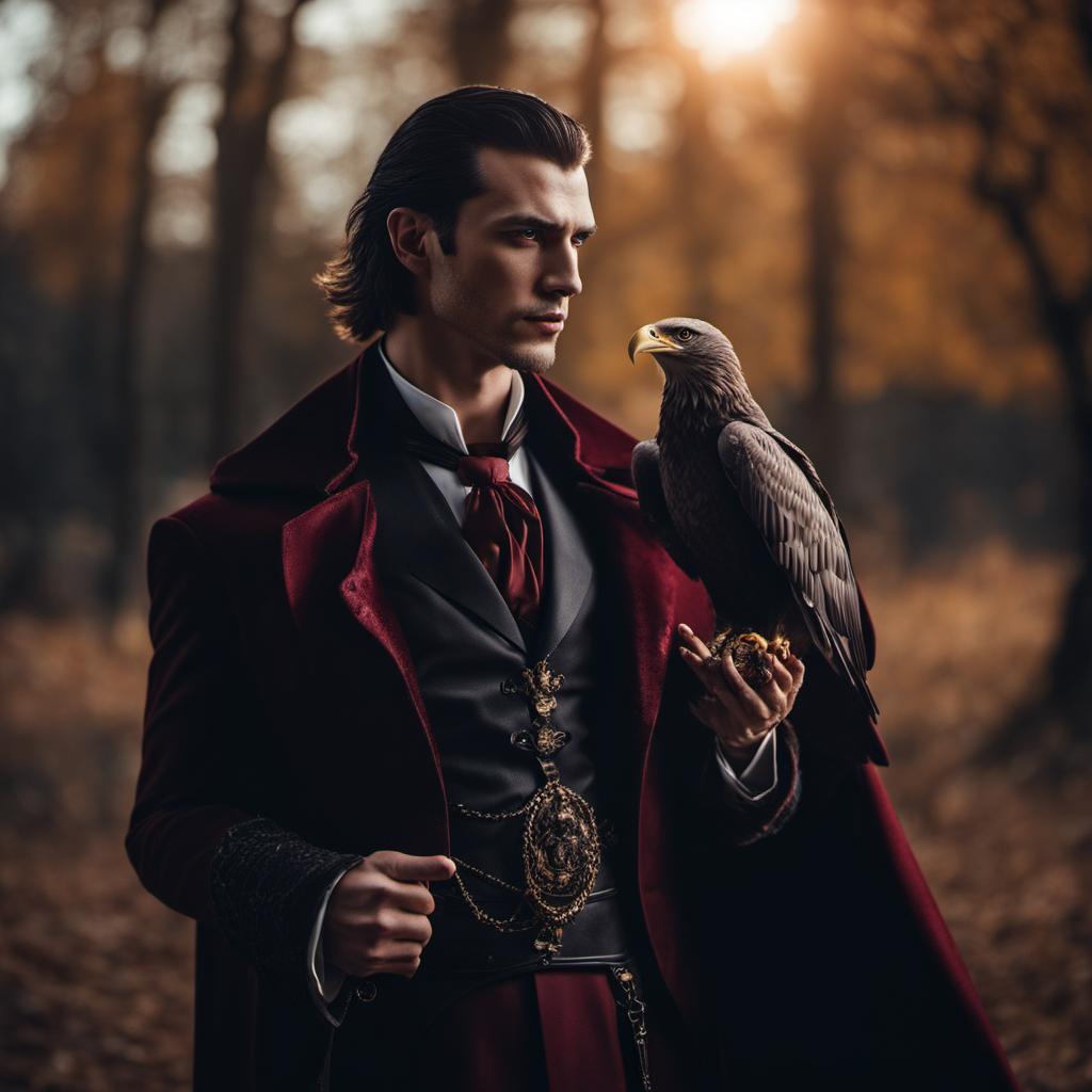 DreamUp A.I.: Male Vampire With Golden Eagle