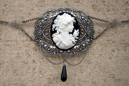 Black Cameo Filigree Choker