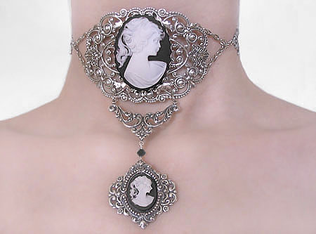 Silver Filigree Cameo Choker