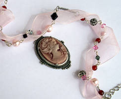 Pink Organza-Pearls Necklace