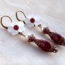 Red and White Flower Earrings