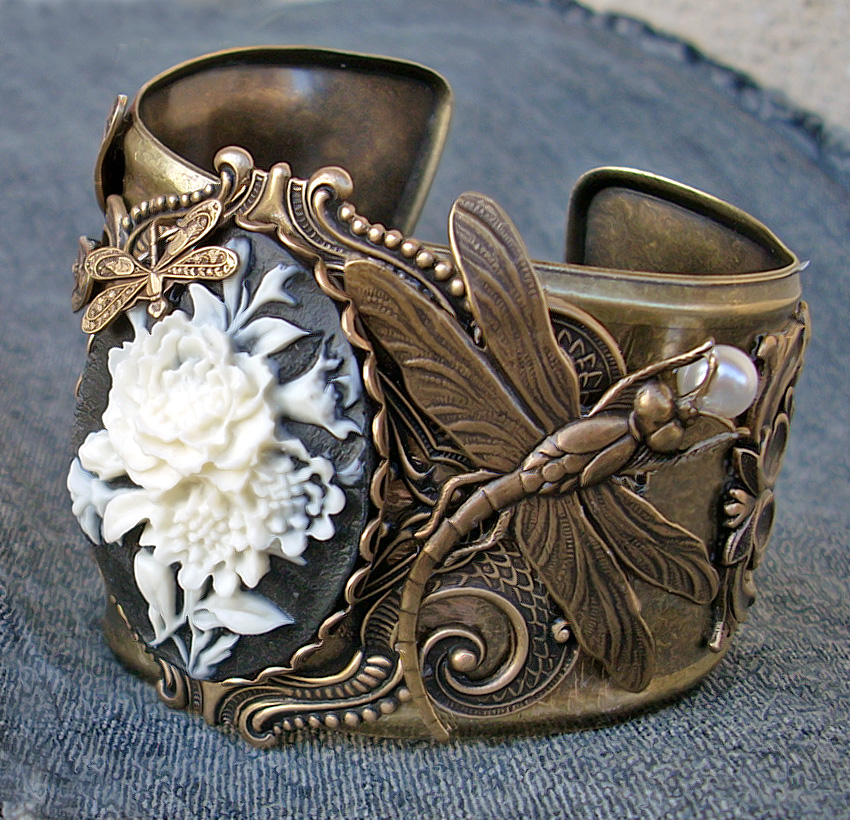 Dragonflies and Flowers cuff