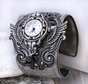 Steampunk Watch Silver Black