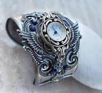 Steampunk Watch -Silver + Blue by Aranwen