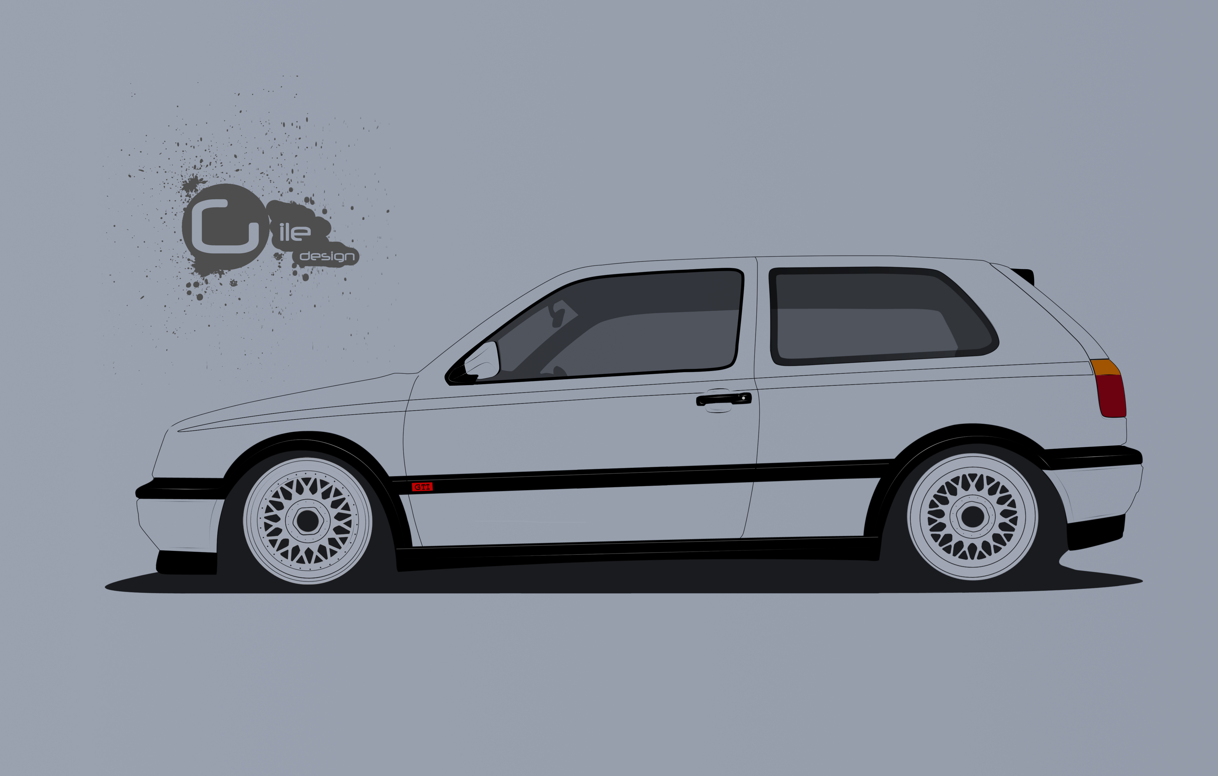 VW Golf mk3 (VW Golf series line art)