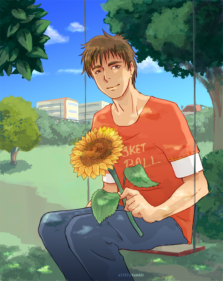 Teppei with sunflower