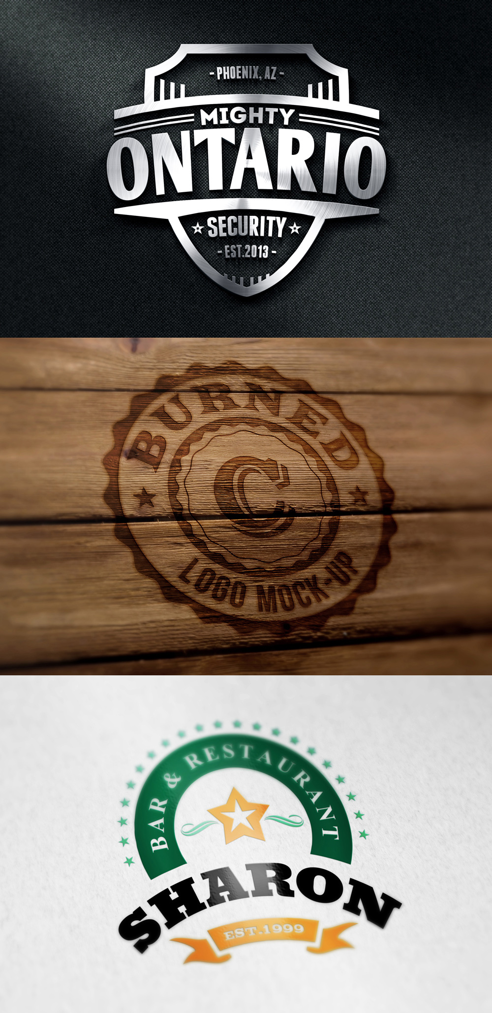 3 Free Photorealistic Logo Mockups