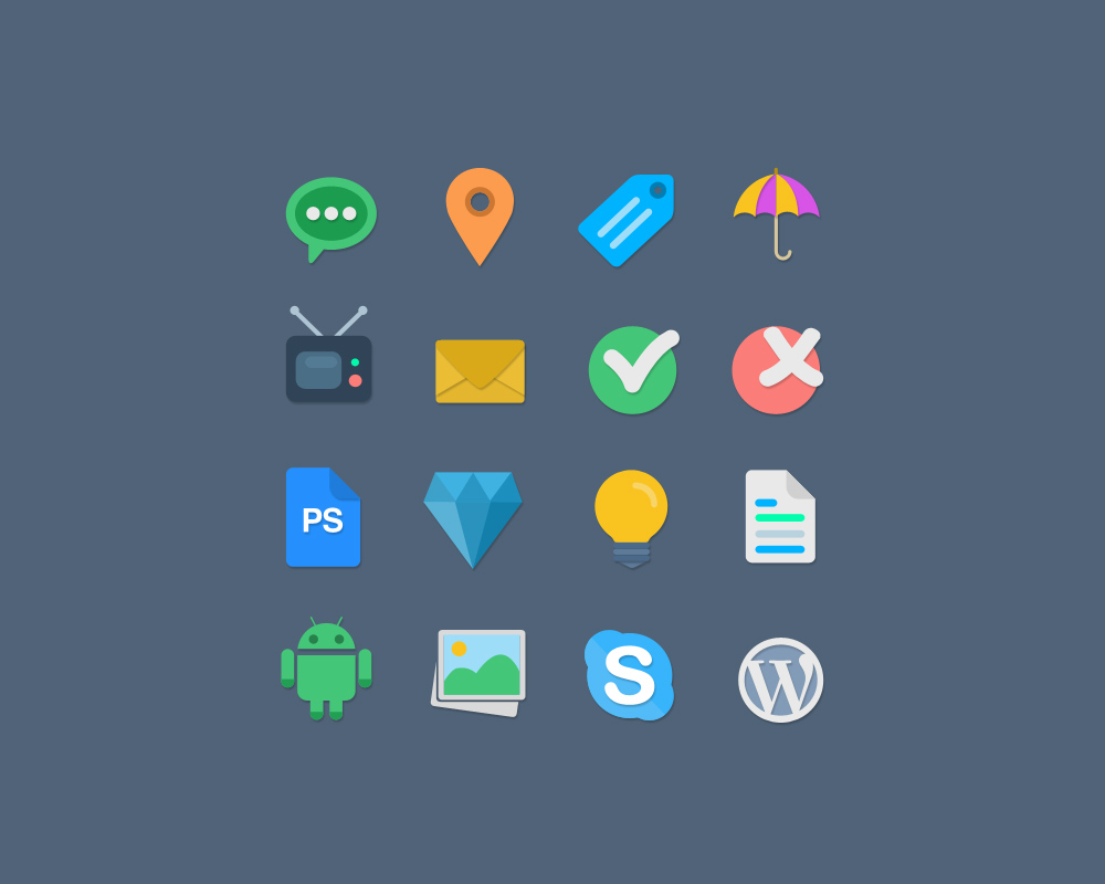 16 Flat Vector Web Icons