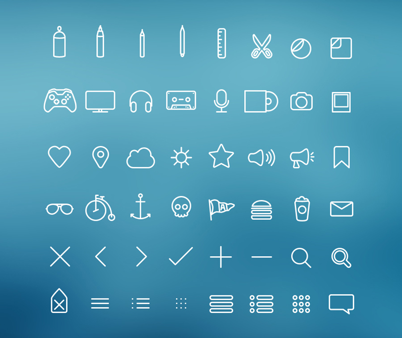 Hangloose Thin Line Icon Set