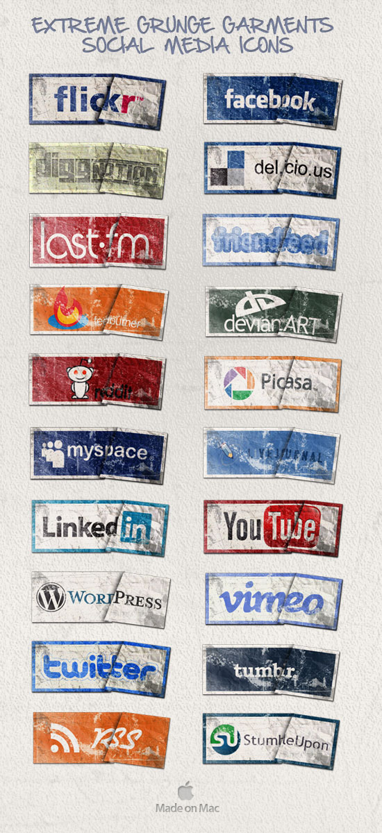 Extreme Grunge Social Icons