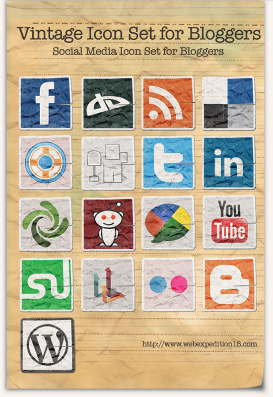 Vintage Icon Set for Bloggers by colaja