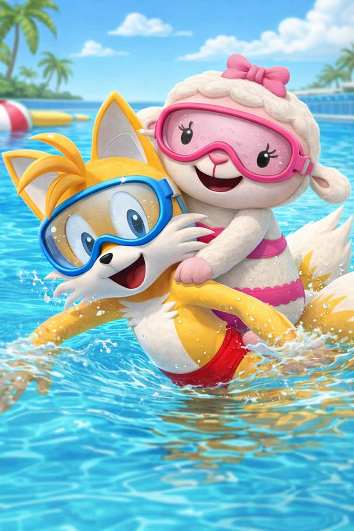 Tails Pool Tails and Lambie's Pool Ride - ChatGPT by diimaster322 on DeviantArt