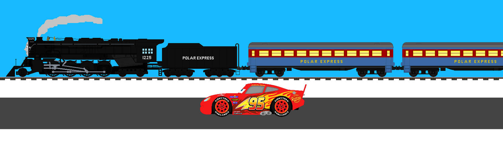 Lightning McQueen racing with The Polar Express by AndrestheCartoonFan ...